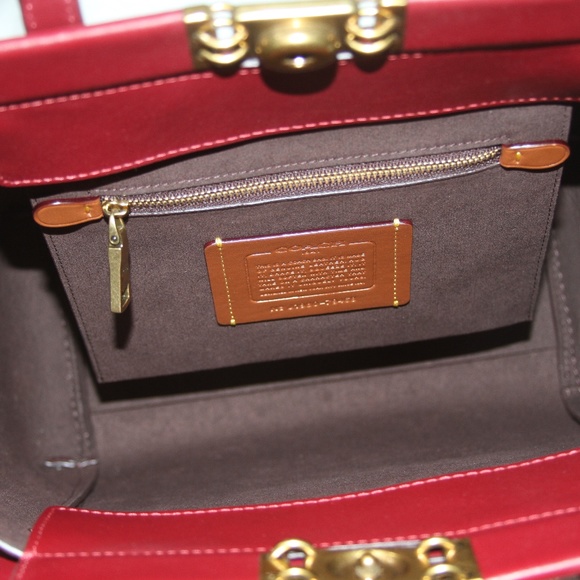 Coach Troupe Tote Deep Red Leather Purse Handbag - Picture 6 of 7